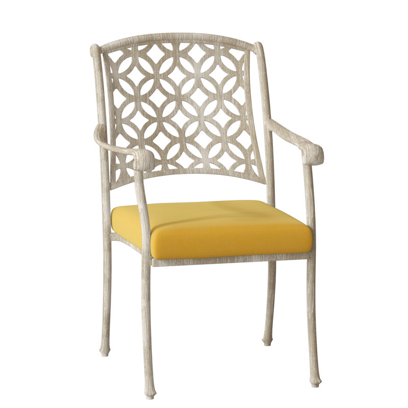 Casa Outdoor Dining Armchair, Weathered White, Canvas Bird's Eye Sunbrella® Canvas