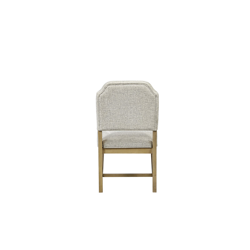 Lot de 2 chaises rembourrées en noyer de cajou avec placage, tissu à la finition chaleureuse et neutre, assise confortable et ergonomique, élégante structure en bois massif beige. Profondeur : 54,4 cm, largeur : 66 cm, hauteur : 93 cm, poids : 7,5 kg. Finition soignée.