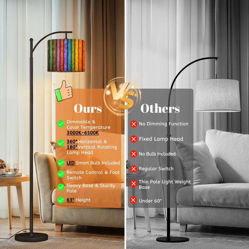 Lampe sur pied Arc avec abat-jour réglable