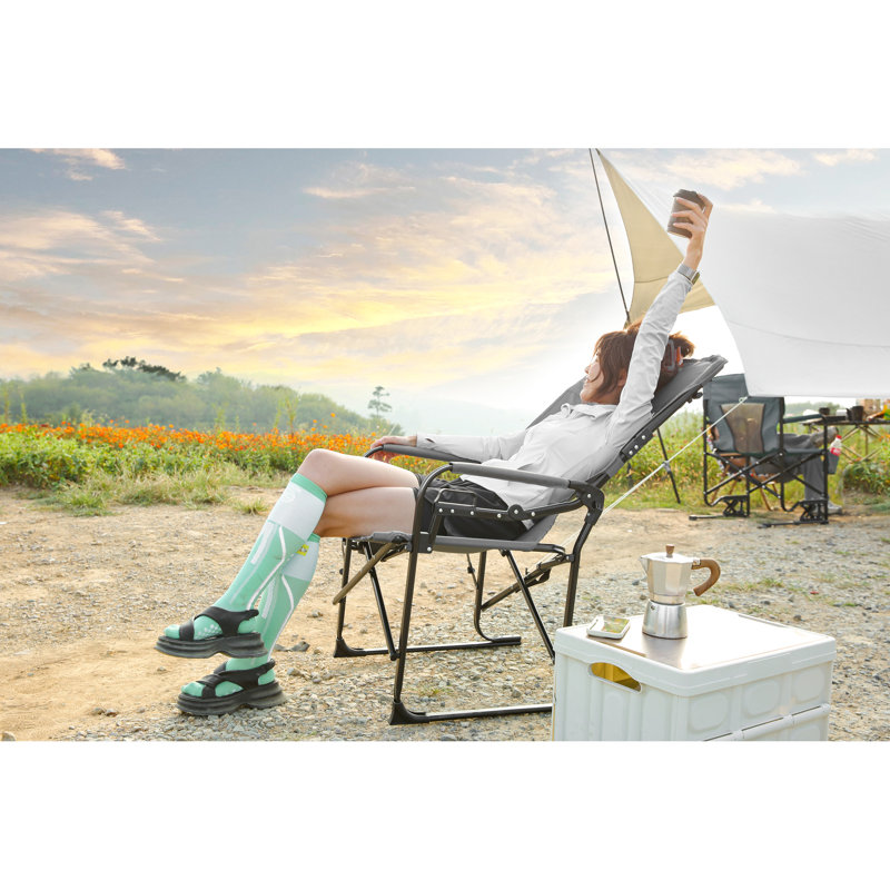 Camping Directors Chair With Side Table - Grey Heavy Duty Oversized Portable For Lawn, Picnic, Beach Fishing Folding Beach, Lawn