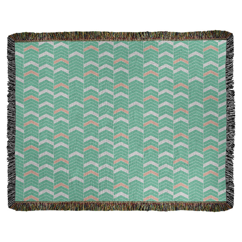 Couverture en coton tissé Rhonda, l 50 po x L 60 po, Vert / Orange