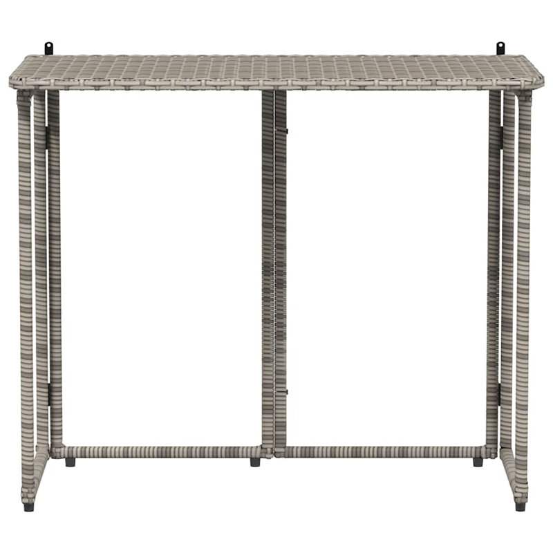 Folding Garden Table 90X51x75 Cm Poly Rattan, Grey