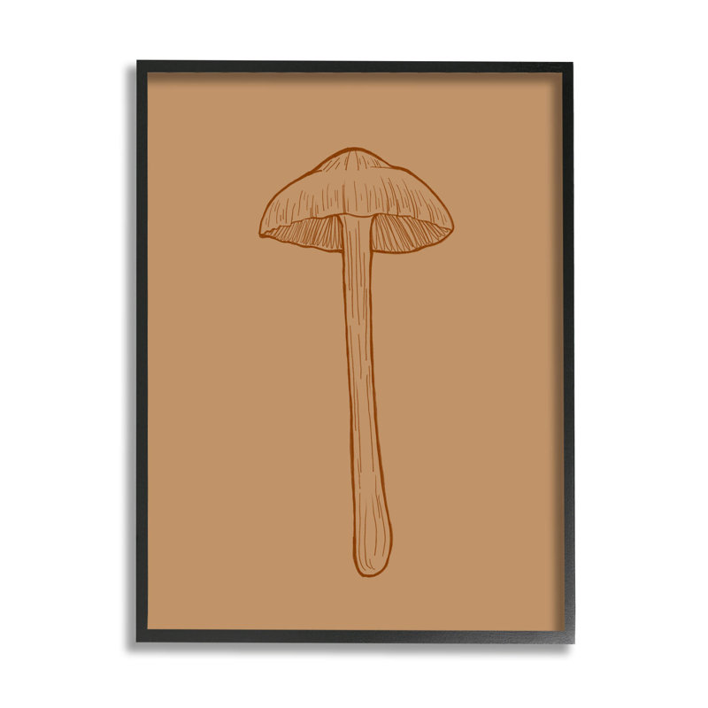 Illustration botanique de champignon botanique par Ziwei Li, H 14 po x l 11 po x P 1,5 po, Giclée encadrée noir minuit