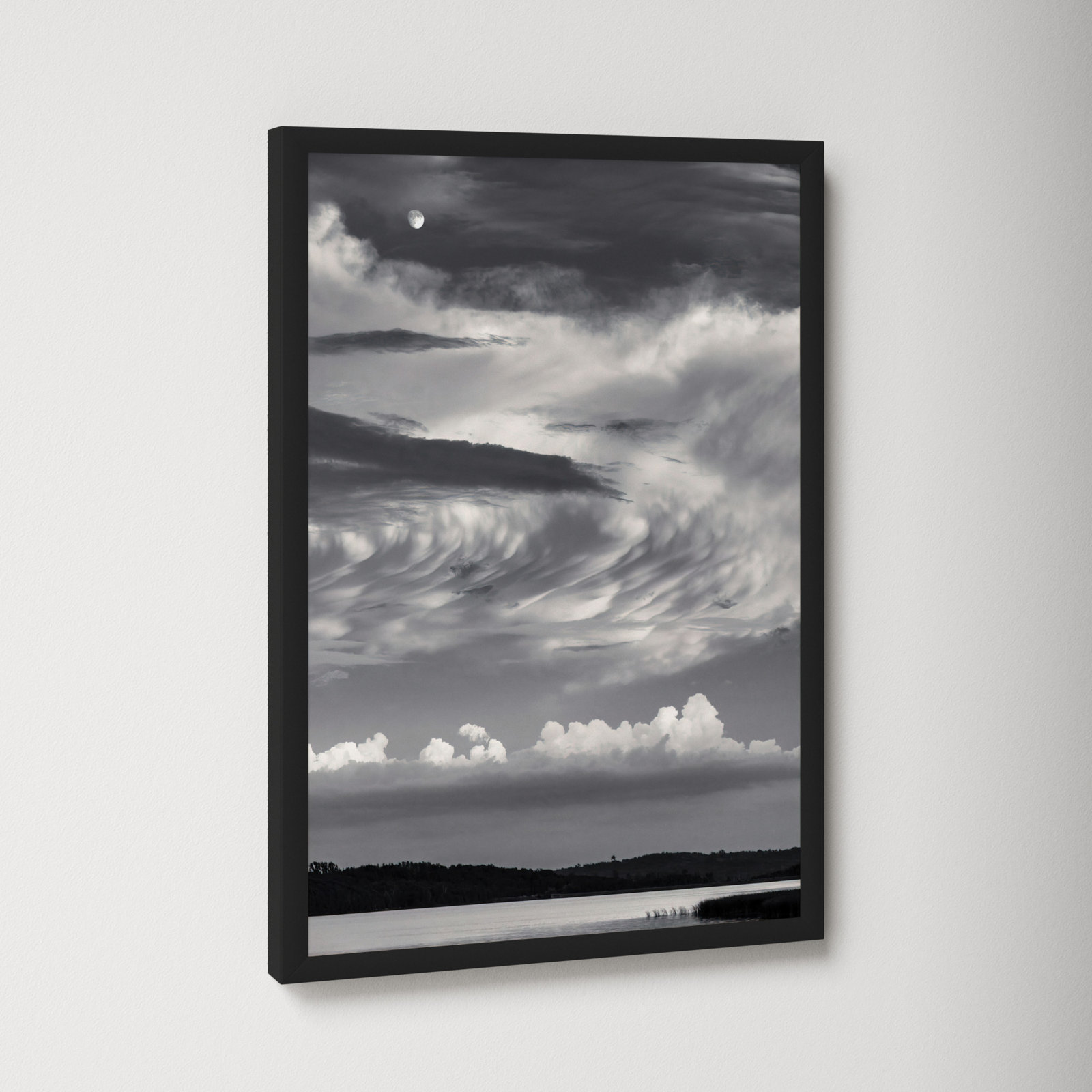 Garden Sign "Island Lake Moon" Print, 20" H x 14" W x 1.25" D, Black