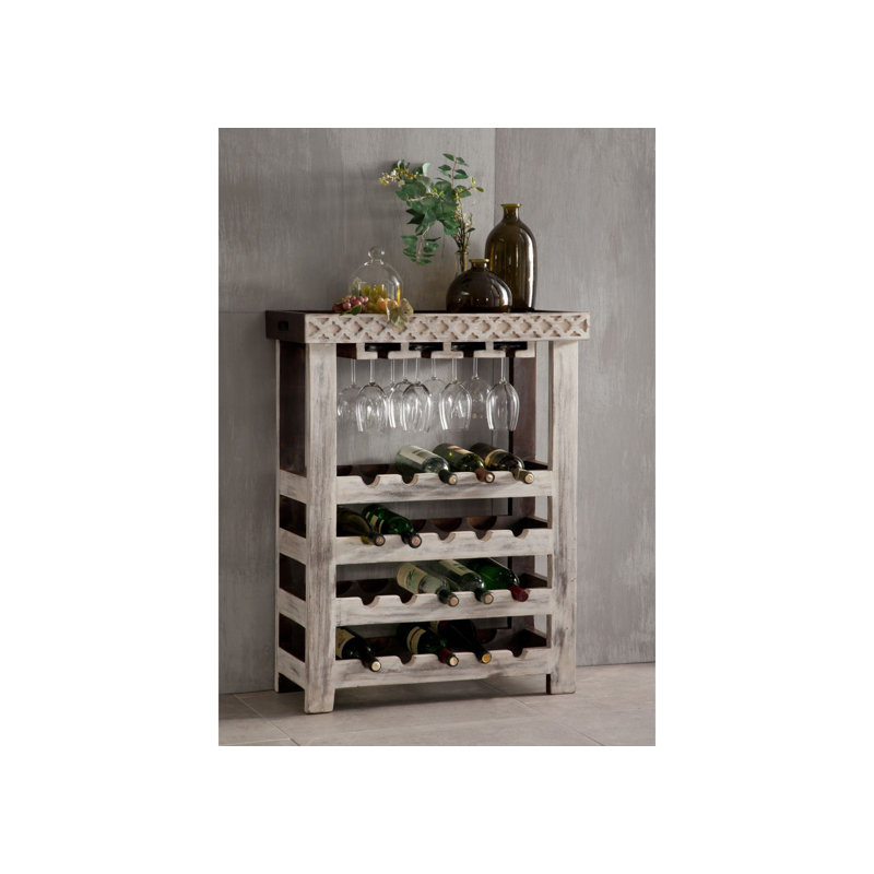 Castle Solid Wood Floor Wine Bottle Rack in White