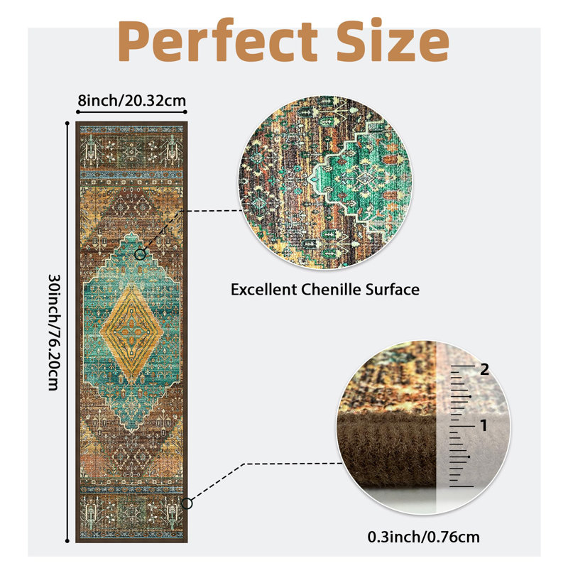 Non-Slip Stair Treads Residue-Free Carpet Mat, Amber/Cyan, 15 Pieces Included