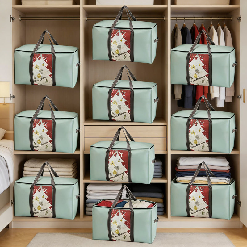 Heavy-Duty Storage And Moving Bags With Lids - Large Capacity Water-Resistant Totes For Holiday Decor, Organization, And Packing Supplies
