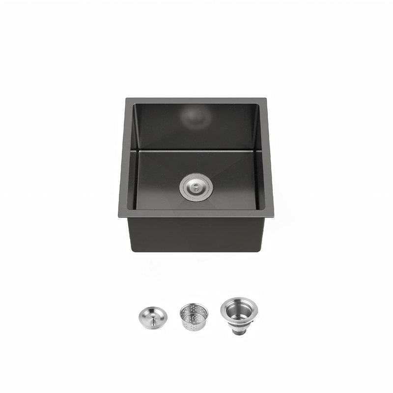 Évier de cuisine en acier inoxydable, lavabo simple encastré à la main 18 po x 18 po