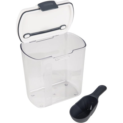 Storage Container For Grains, Clear Plastic And Hinged Lid, 2.5 Quarts