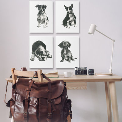  «Traditional Dog Sketches», ensemble de 4 toiles murales par Cartissi