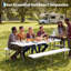 Ensembles de tables pliantes portatives de 6 pi avec 2 bancs, table pliable en plastique PEHD avec poignée de transport pour le camping, les fêtes, le pique-nique et les événements intérieur / extérieur - blanc