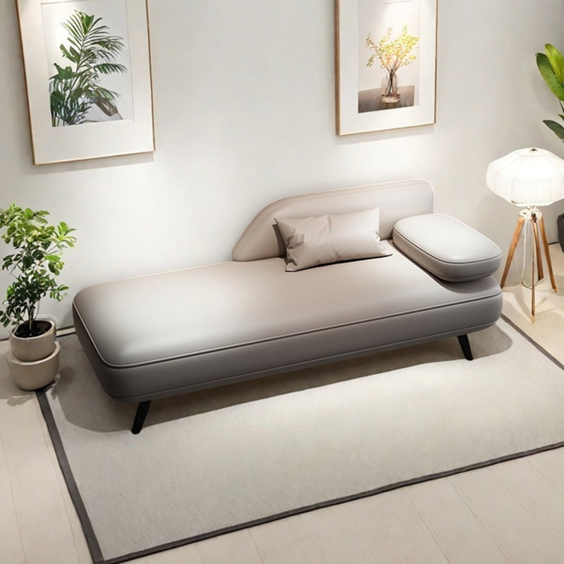 Chaise longue élégante et simple en similicuir, Orienté à droite, Beige
