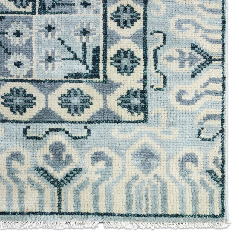 Jaipur Living Stage SLN20 Handknotted Geometric Blue and White Area Rug (10'x14'), Rectangle 9' x 12'