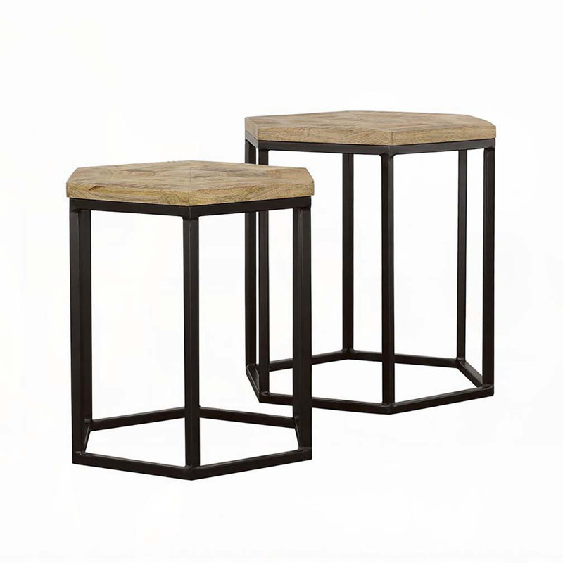 Natural and Black 2-Piece Nesting Table
