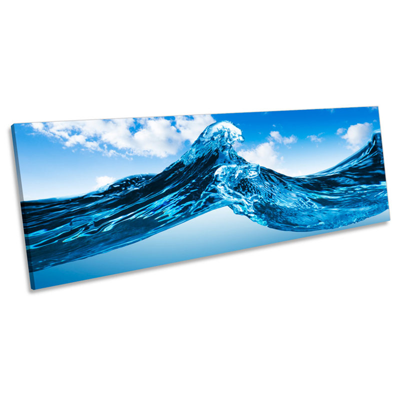 Water Wave Seascape by Unknow - Wrapped Canvas Panoramic Print, 40.64cm H x 121.92cm W x 2cm D