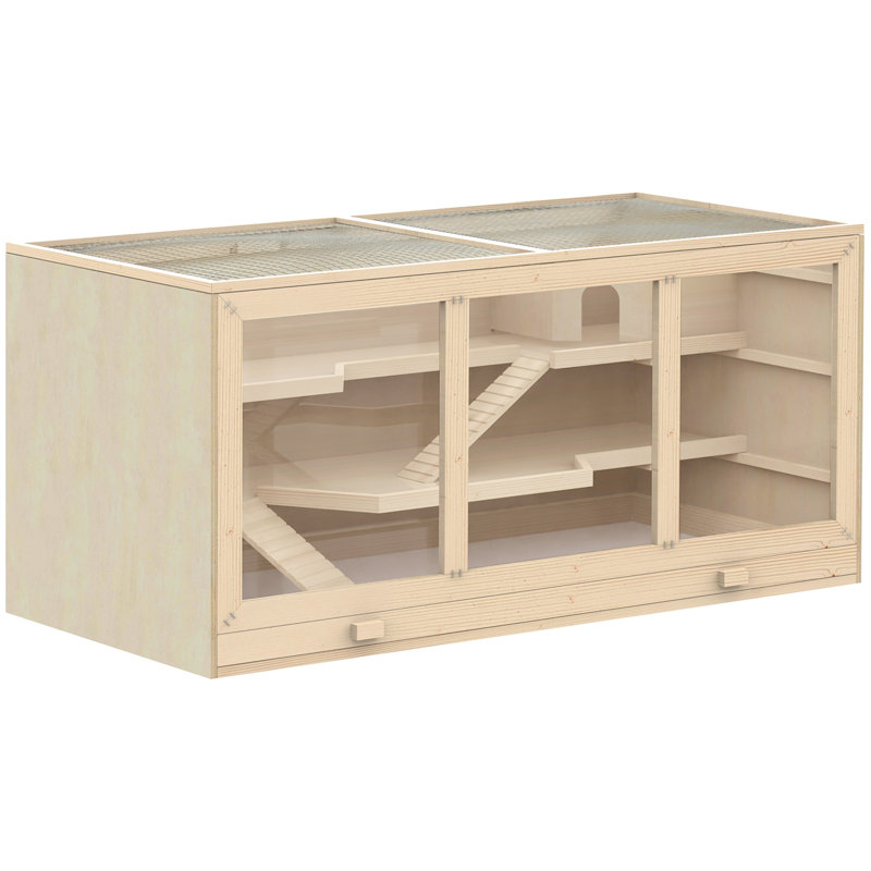 Très grande cage à hamster en bois, Naturel