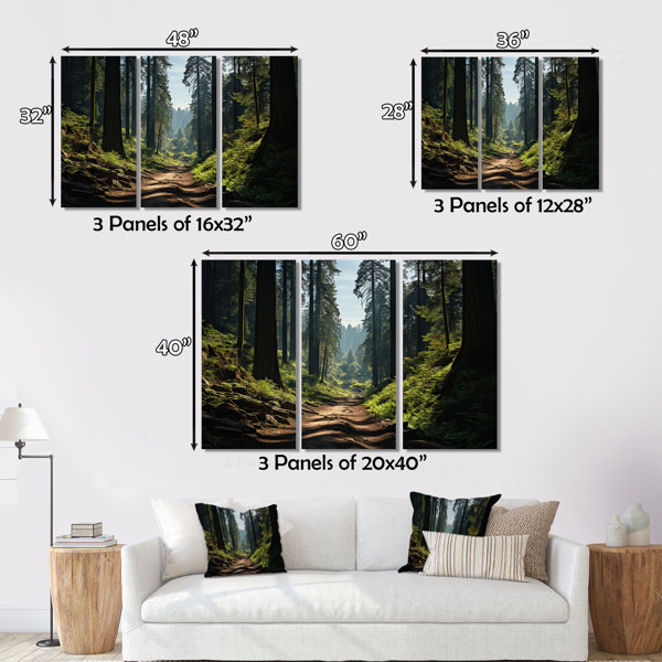 Millwood Pines Forest Redwood National Park III On Canvas 3 Pieces ...