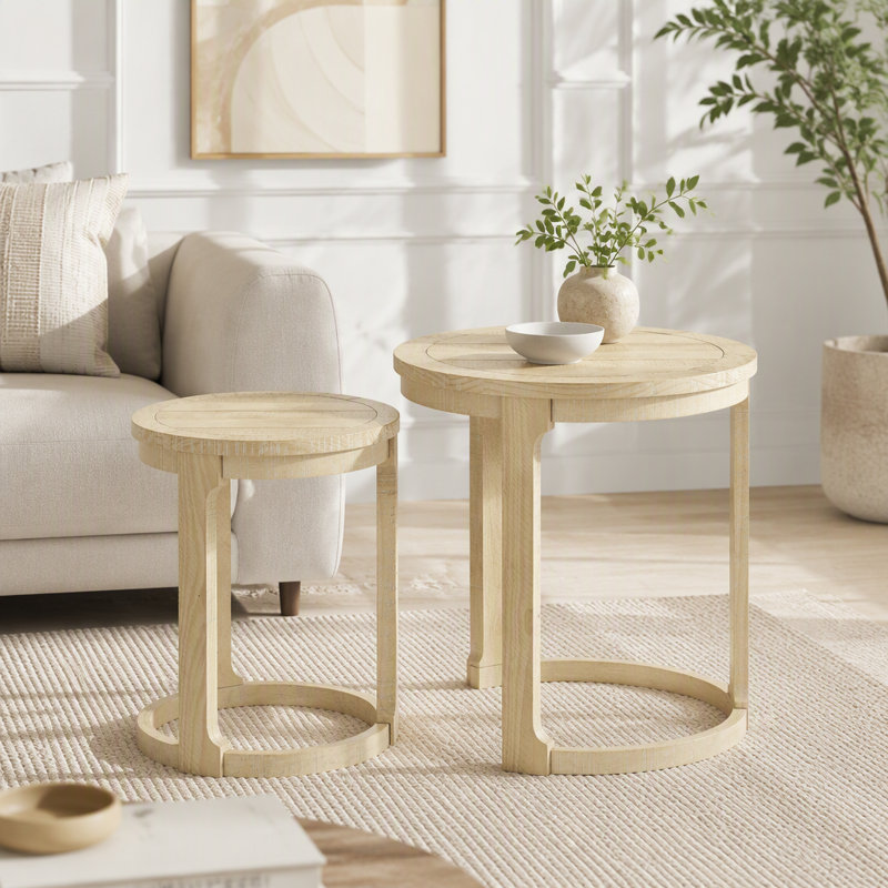 Ensemble de tables rondes 24 "2PCS, Chêne