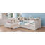 Lit de jour simple pour 2 personnes, structure de lit simple en L avec 3 tiroirs de rangement, lit d'angle en bois avec bibliothèque, cadre de lit d'angle pour chambre à coucher, salon, blanc-2079803802