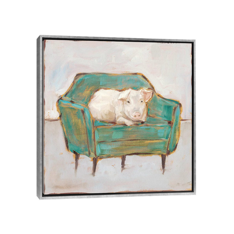 Créature confort VI par Ethan Harper - reproduction d'art, H 26 po x l 26 po x P 1,5 po, Toile avec cadre argenté