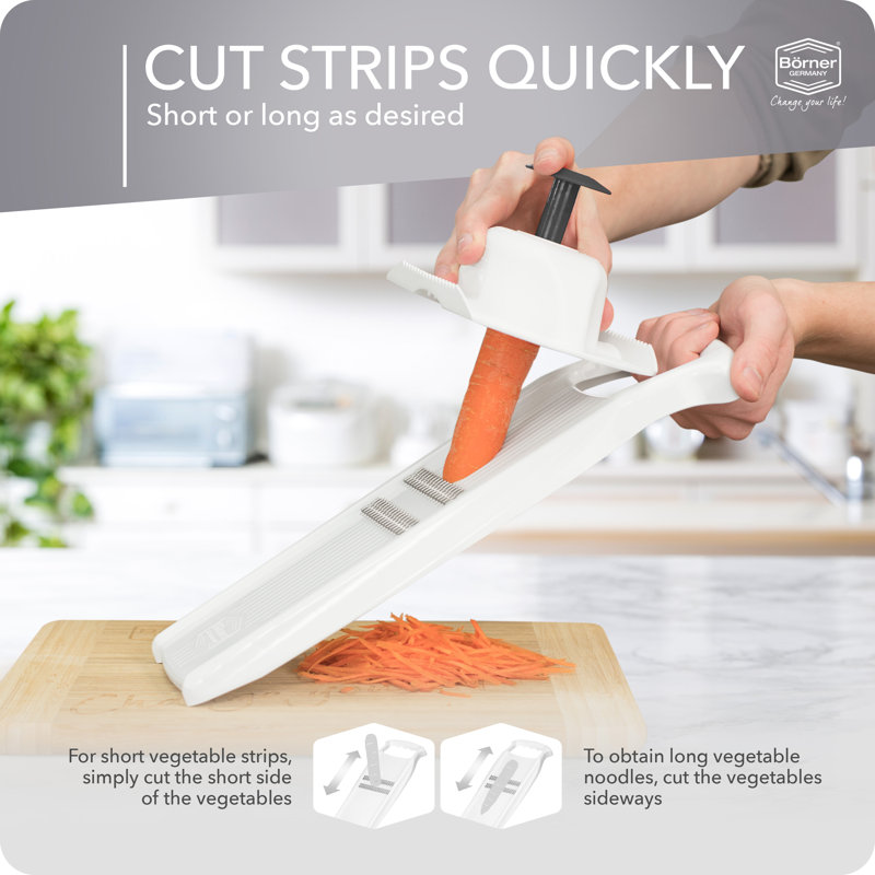 Borner Roko Powerline Julienne Slicer With Food Safety Holder, White, White