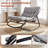 Outdoor Papasan Rocking Chair with Ottoman, Lounge Chair with Cushion & Sturdy Metal Frame, Patio Rocker Chair for Balcony Backyard Porch Bedroom, Gray-75091140