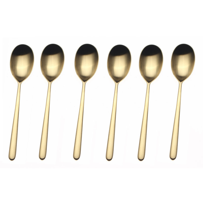 Ensemble de 6 cuillères Linea Moka - Or glacé, Or givré