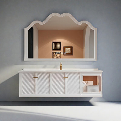 Modern rock ceramic seamless bathroom cabinet