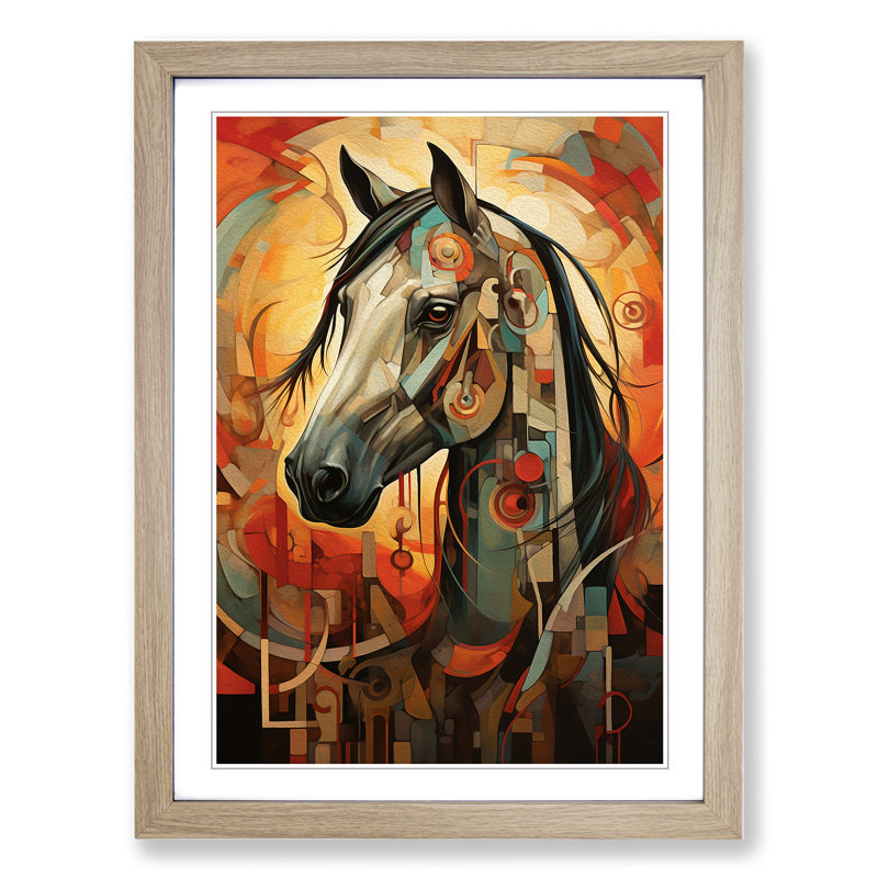 Horse Symbolism - Framed Print, 46cm H x 34cm W x 2cm D, Oak Framed
