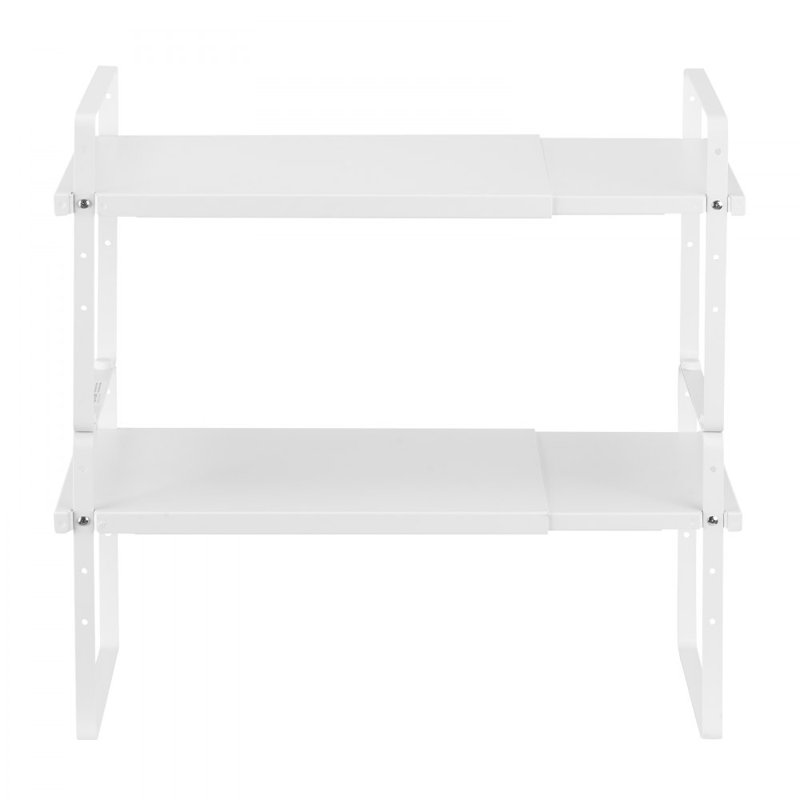 2 Tier Cabinet Organizer Shelf Counter Shelves Steel Kitchen Storage Spice Rack, White