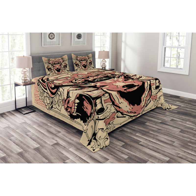 Niamh Brown/Black Microfibre Bedspread, 220 x 264 cm