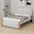 Upholstered Bed With Trundle Platform Bed Frame With Wood Supporting Feet-2075569653