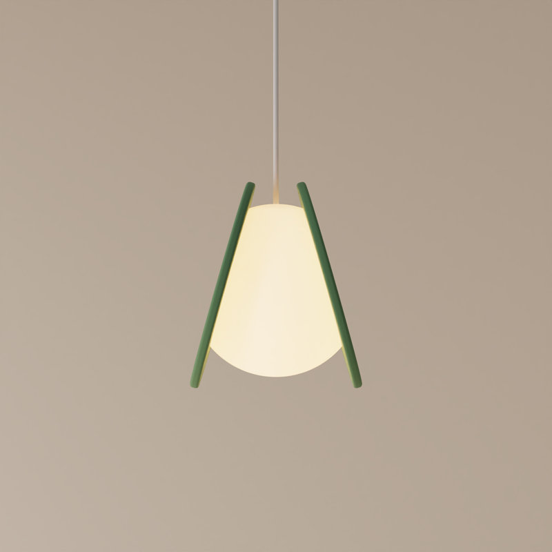 Pendulum Pendant Light, Sage, 17" H x 9.69" W x 8.03" D, White
