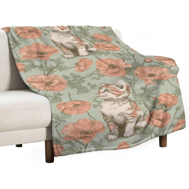Jeté en molleton chaud mauve à motif floral mauve, 30 x 40 po, L 40 po x l 30 po