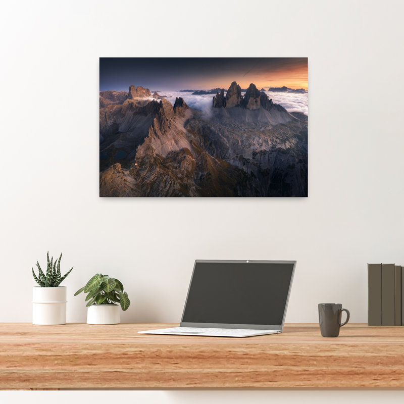 Art contemporain contemporain, paysage de montagne abstrait, H 16 po x l 24 po
