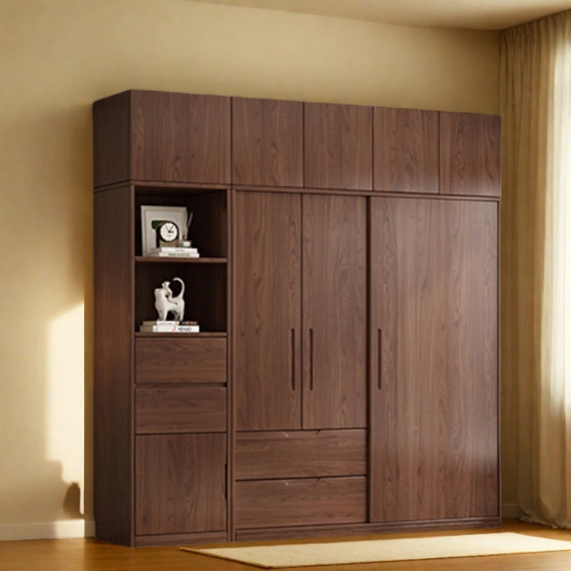 Garde-robe simple couleur noyer classique, H 98,43 po x l 102,36 po x P 23,62 po