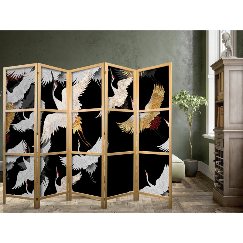 171cm H Solid Wood Folding Room Divider, 171cm H x 225cm W x 1.2cm D, 3