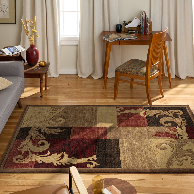 Tapis brun / rouge Esqueda, Rectangle 5 pi 3 po x 7 pi 2 po