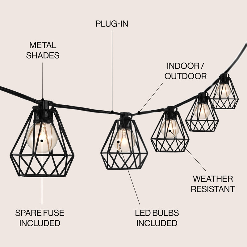 Beaney Outdoor 10 - Bulb 10'' Plug-in Shaded String Light