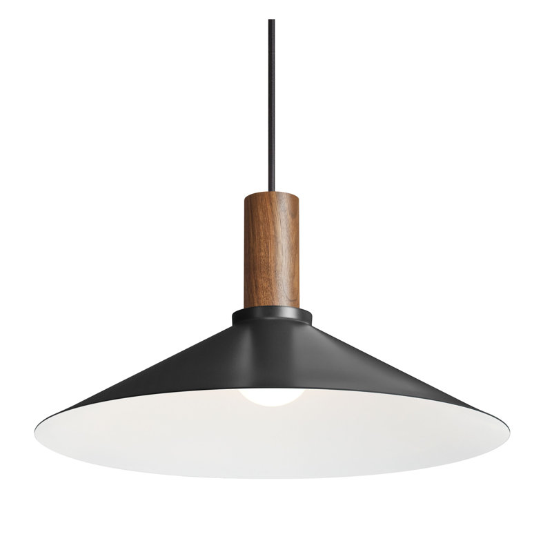 Emblem 1 - Light Pendant, Black, 9" H x 18" W x 18" D, Walnut
