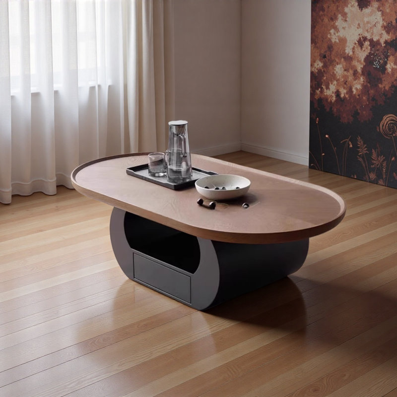 Table basse ovale en bois massif, H 15,7 po x L 43,3 po x l 23,6 po