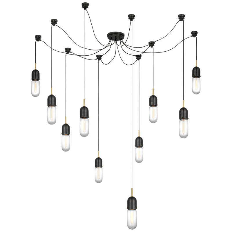Junio 10 - Light Chandelier, Bronze/Brass, Clear