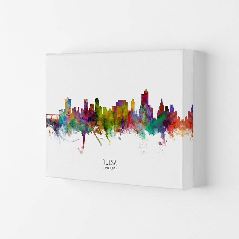 Tulsa Oklahoma Skyline by Michael Tompsett - Print, 42cm H x 59.4cm W x 4cm D, Wrapped Canvas