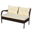 Ensemble de conversation d'extérieur 2 pièces Ensemble de conversation Canapé modulaire en osier Ratten avec coussins de siège (coussin beige)