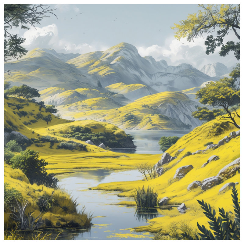 Housses de couette Yellow Green Hills, Grand lit