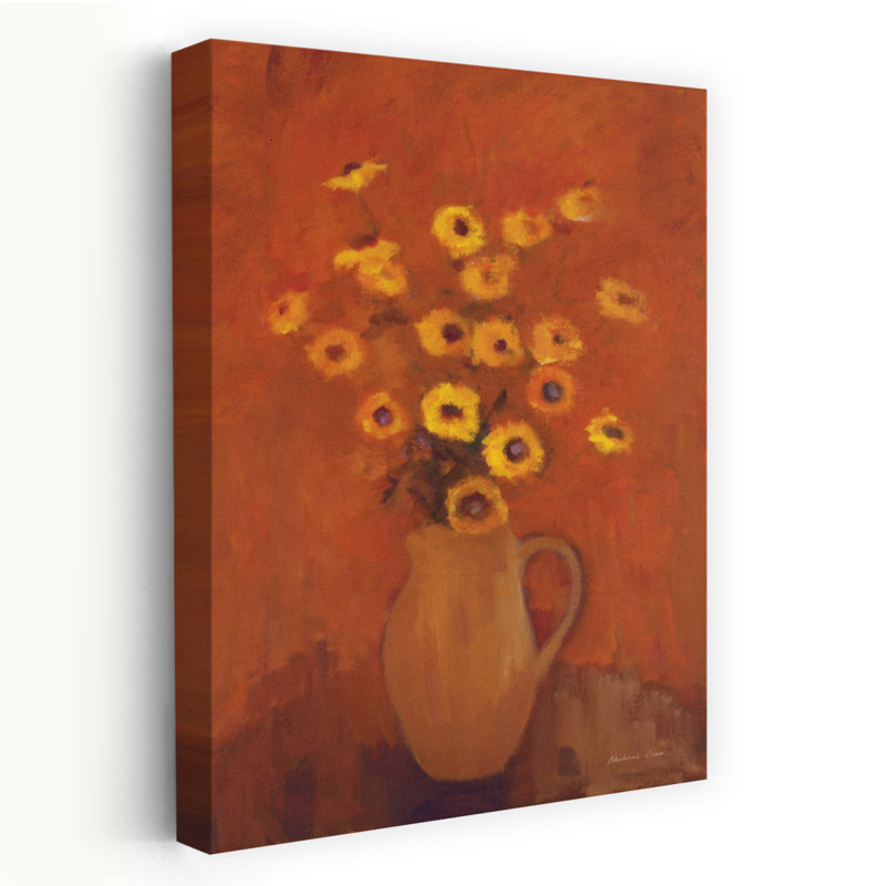 Contemporary Art Abstract Contemporary Daisy Sunflower Flower Landscape Art by Michael Clark - Wrapped Canvas Print