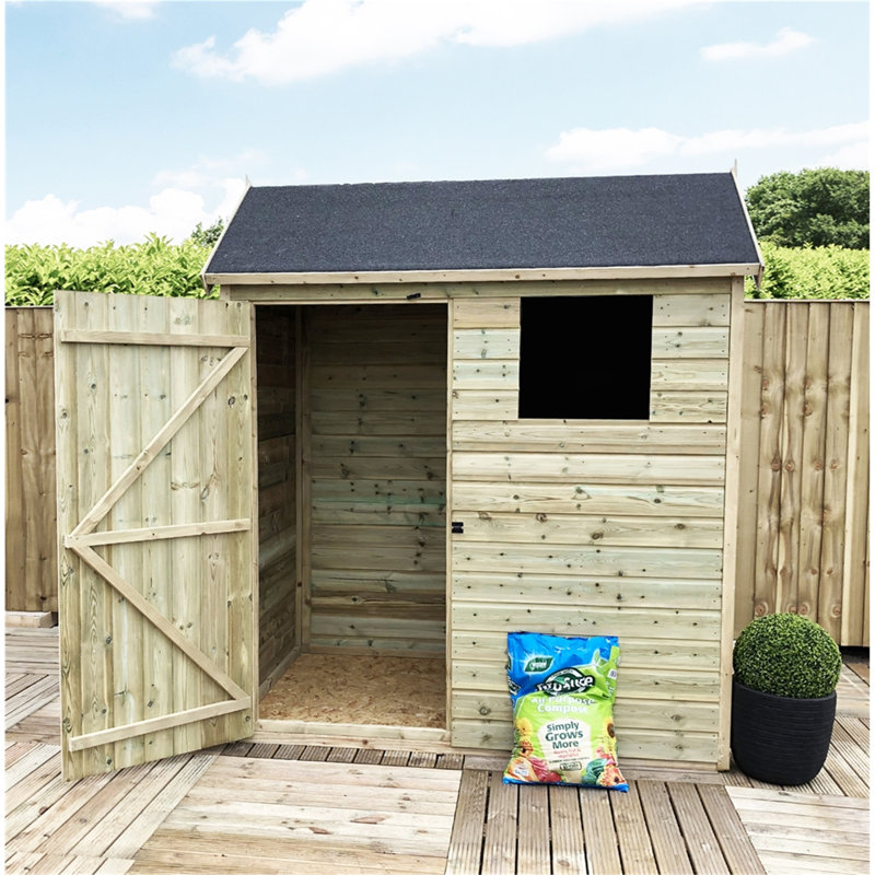 Jelte Solid Wood Tongue & Groove Reverse Apex Storage Shed, 6ft. W x 5ft. D