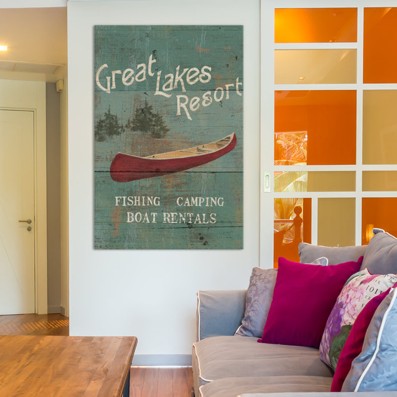 Lodge Signs III, art textuel sur toile tendue, H 60 po x l 40po x P 1,5 po, Pas de tapis, Toile tendue