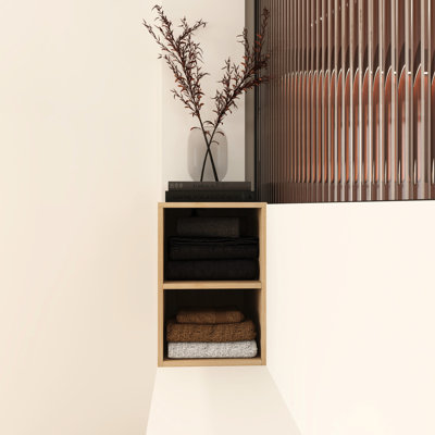 Wall Mounted Small 12 Inch Shelving Unit - For Various Locations Oak, Plywood, Modern Appearance Shelf Bedroom, Bathroom, Kitchen Resilient Outlook