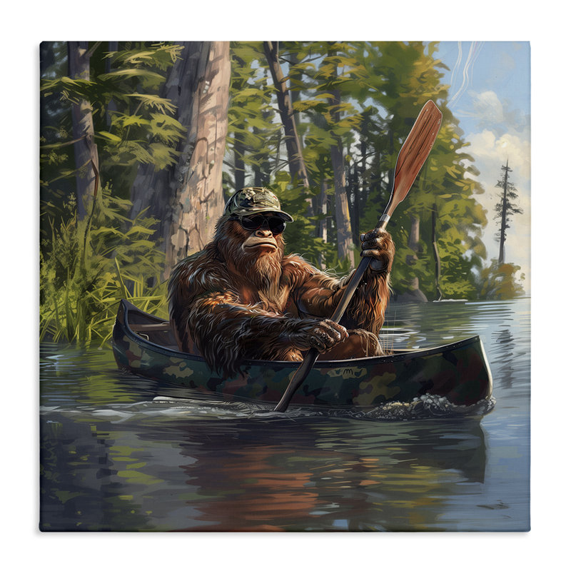  «Mythical Monster in Canoe», art mural sur toile par Jim Baldwin, H 17 po x l 17 po